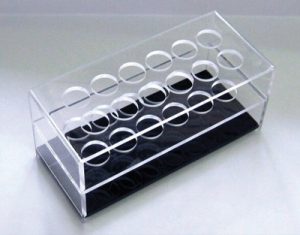 Portoir tubes à essais en plexiglas